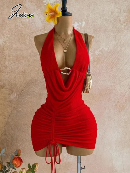 Women's Backless Halter Bodycon Mini Dress – Women's Fashion Wholesale – Front View