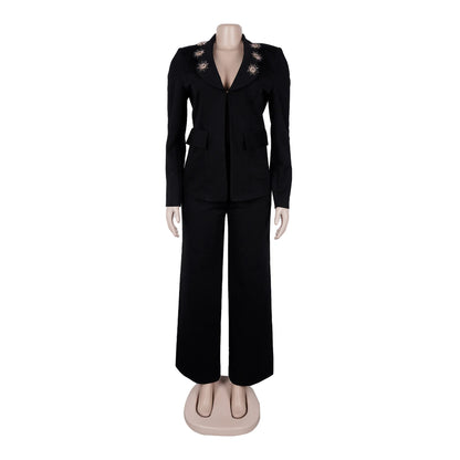 Women's Long Sleeve Elegant Deep V-neck Two Piece Set