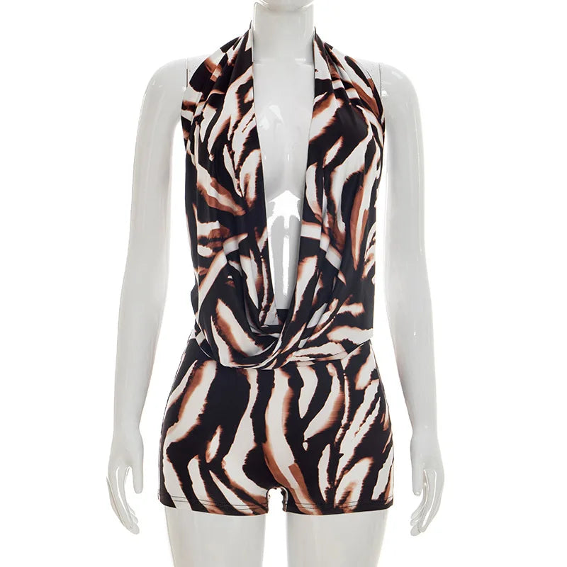 Women's Backless V-neck Halter Two Piece Set - Additional View 9