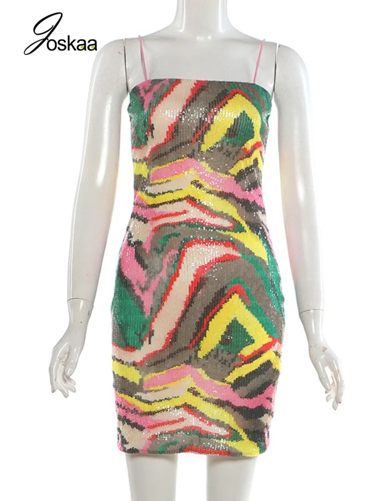 Women's Sequin Sleeveless Bodycon Mini Dress - Back View
