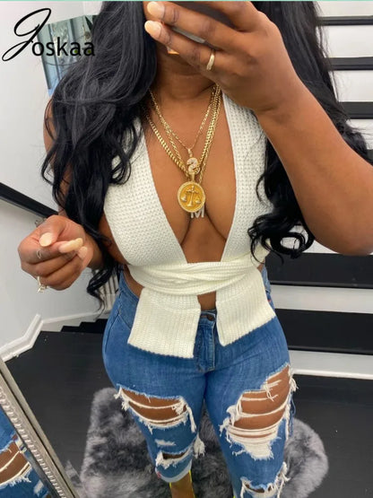 Women's Lace Knit Crop Ribbed Two Piece Set – Women's Fashion Wholesale – Front View