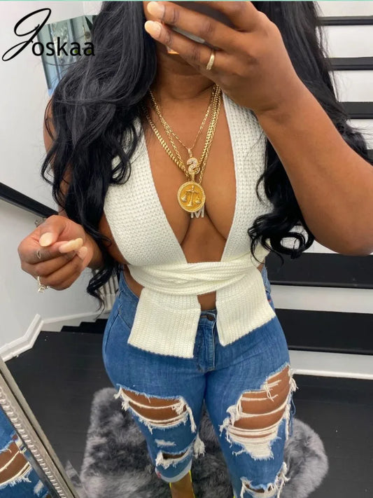 Women's Lace Knit Crop Ribbed Two Piece Set – Women's Fashion Wholesale – Front View