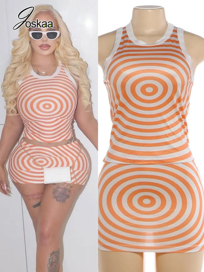 Women's Crop Mini Wave Pattern Two Piece Set – Women's Fashion Wholesale – Front View