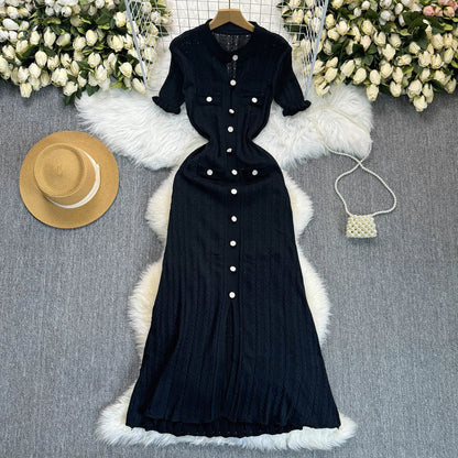 Women's Knit Short Sleeve Bodycon Maxi Dress