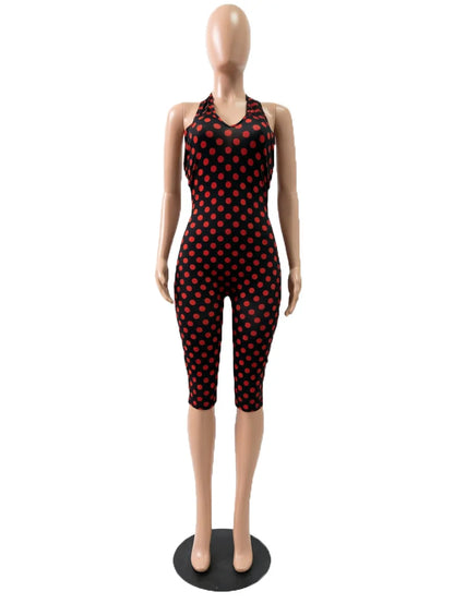 Joskaa Polka Dot Backless Halter Sleeveless Romper - romper image 2