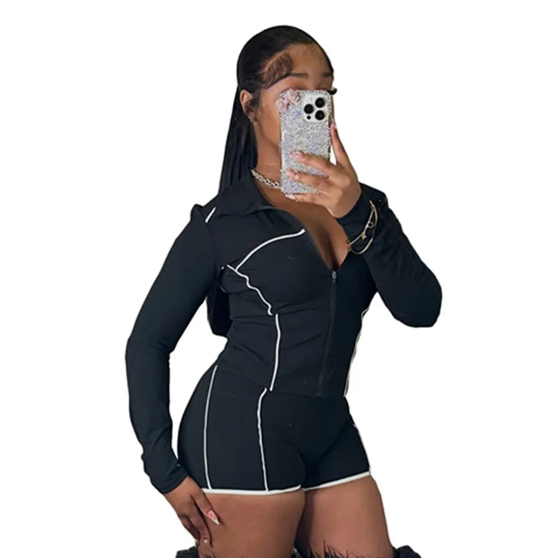 Joskaa Zip Up Long Sleeve Crop Two Piece Set - two piece set image 6