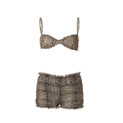Women's Leopard Print Ruched Swimwear Bikini Set