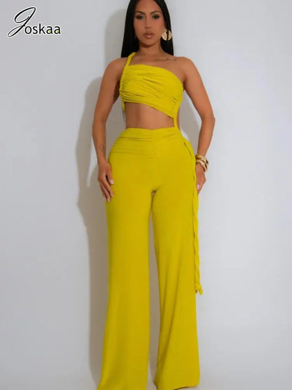 Women's Backless Cutout Halter Wide Leg Romper Orange – Front View