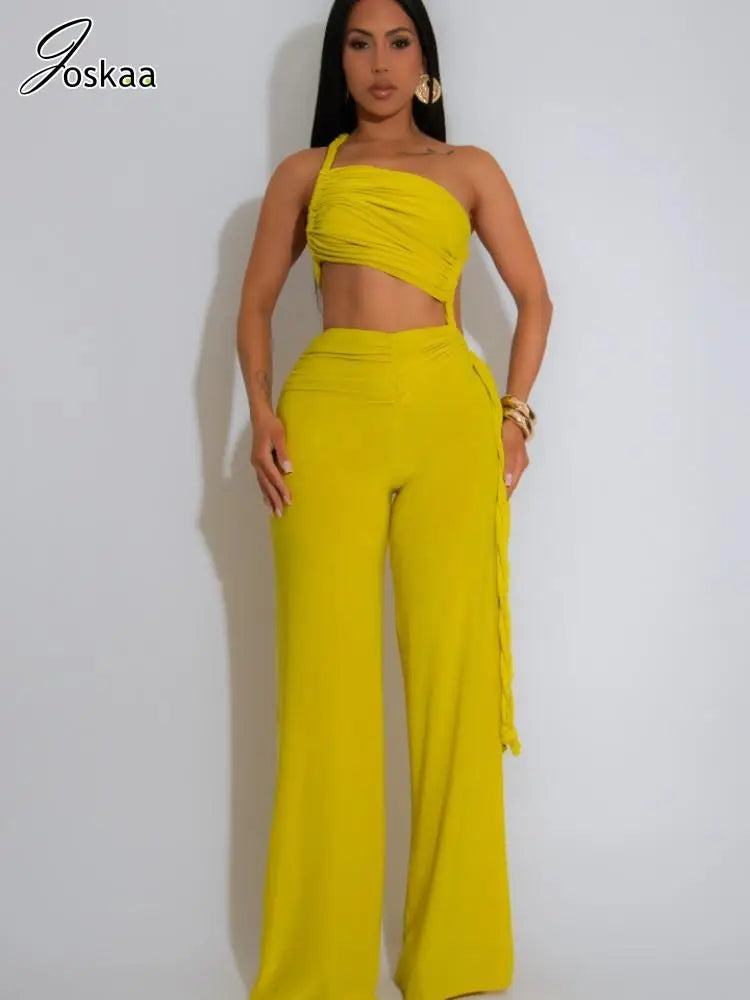 Women's Backless Cutout Halter Wide Leg Romper Orange – Front View