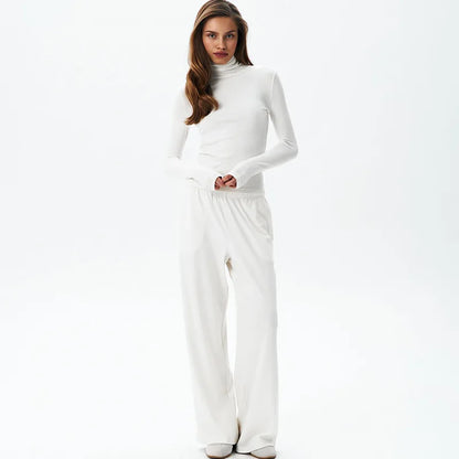Women's Long Sleeve Fall Sporty Turtleneck Two Piece Set