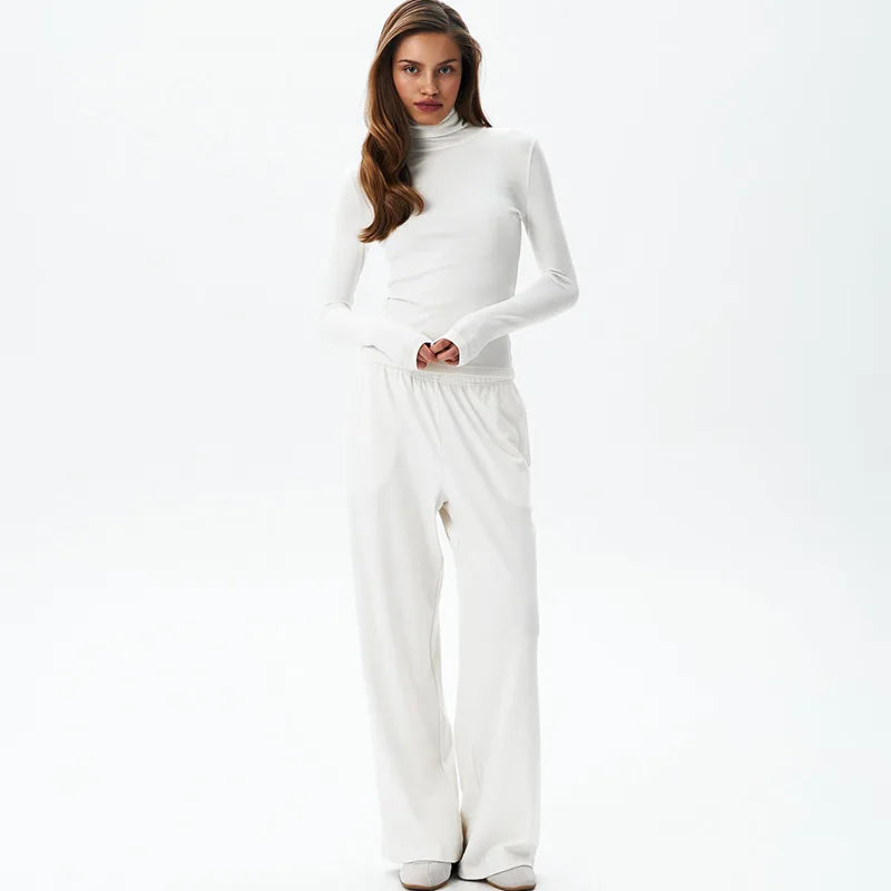 Women's Long Sleeve Fall Sporty Turtleneck Two Piece Set