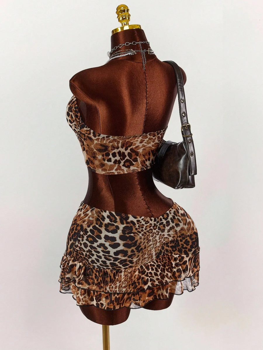 Joskaa Leopard Print Strapless Mini Two Piece Set - two piece set image 5