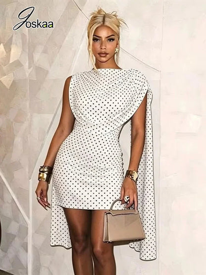 Women's Polka Dot Mesh Bodycon Mini Dress - Front View