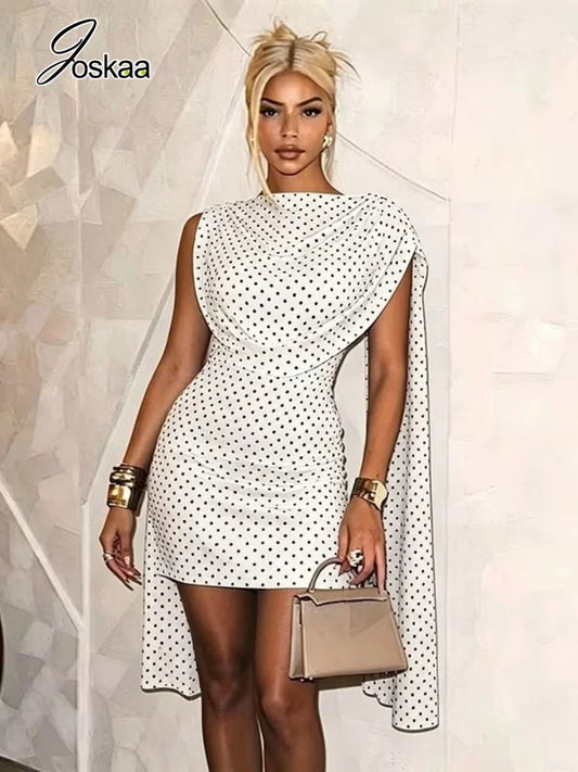 Women's Polka Dot Mesh Bodycon Mini Dress - Front View