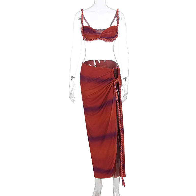 Wholesale Women's Crop Maxi Pleated Two Piece Set