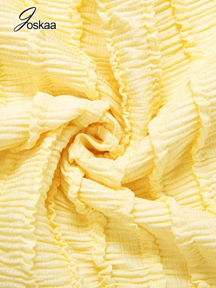 Women's Halter Two Piece Set Yellow Ruffle - Detail View 5