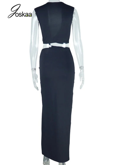 Women's Ruched Cutout Sleeveless Maxi Dress Beige – Detail View