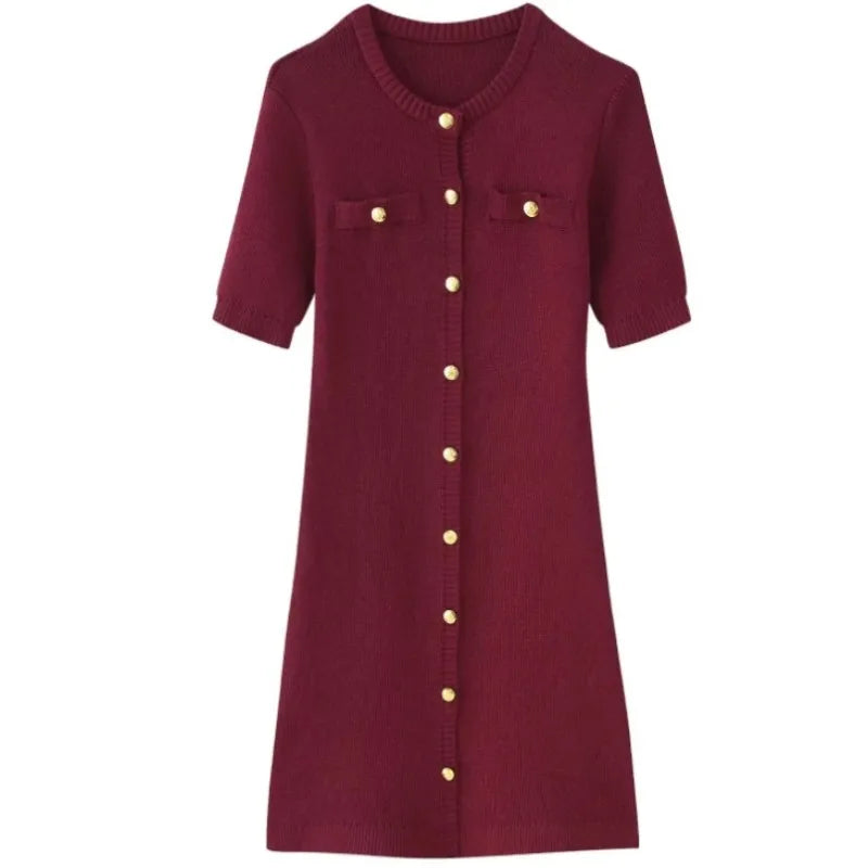 Women's Knit Short Sleeve Ribbed Bodycon Dress