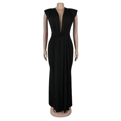 Women's Ruched Sleeveless Bodycon Maxi Dress