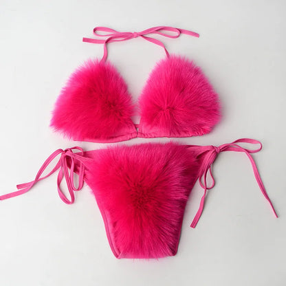 Wholesale Women's Swimwear Faux Fur Bikini Set