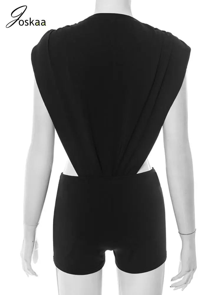 Women's Cutout Sleeveless Bodycon Two Piece Set Black – Detail View
