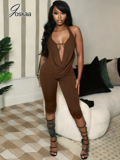 Women's Backless Halter Two Piece Set Bandage - Detail View 2