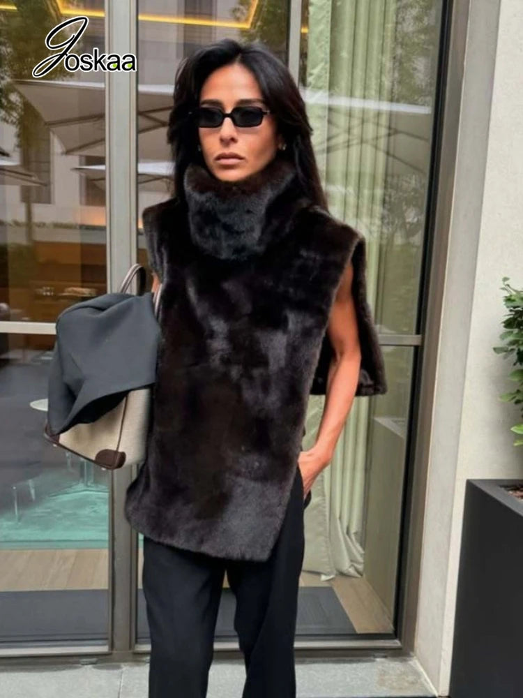Wholesale Women's Faux Fur Vest Outerwear Top – Model Wearing Style