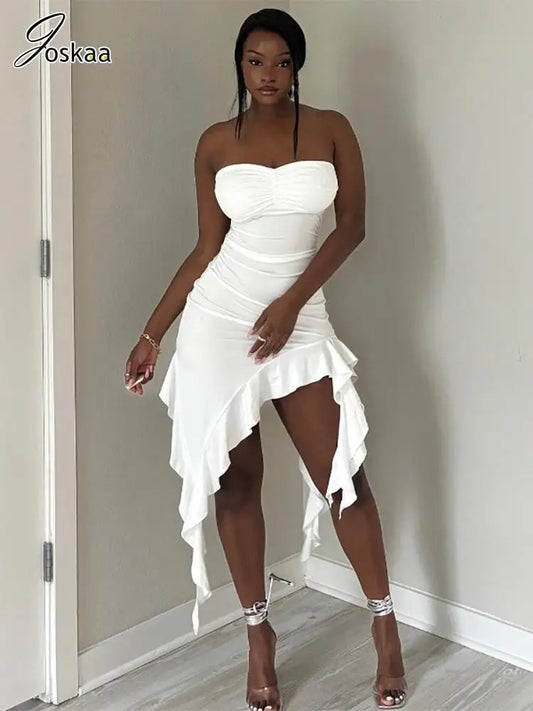 Women's Ruched Strapless Bodycon Maxi Dress – Women's Fashion Wholesale – Front View