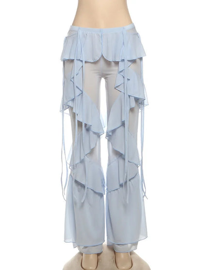 Women's High Waist Flare Fall Irregular Pants