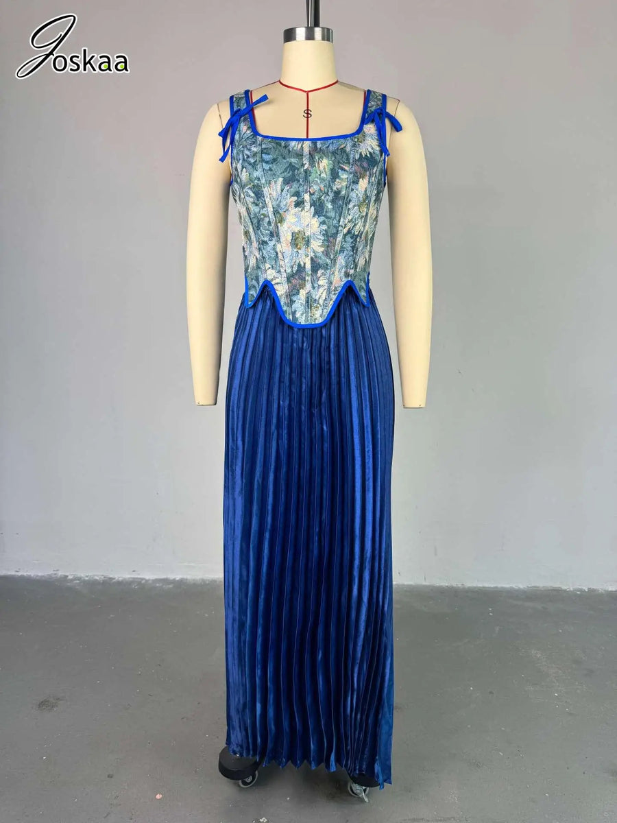 Women's Floral Print High Waist Two Piece Set Blue – Back View