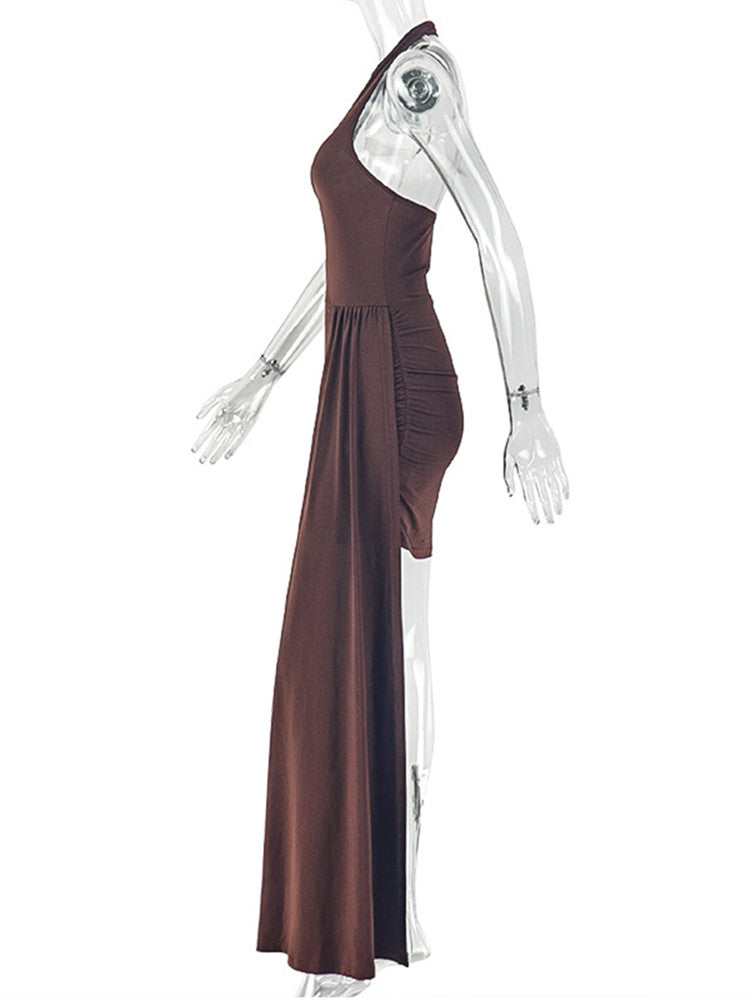 Joskaa Ruched Backless Halter Sleeveless Mini Dress - mini dress image 3