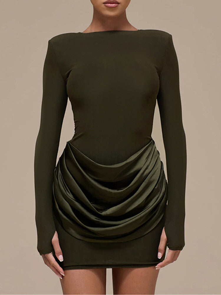 Joskaa Ruched Long Sleeve Bodycon Mini Dress - mini dress image 1