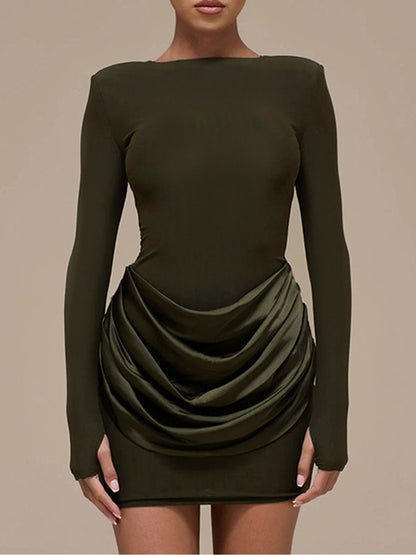 Joskaa Ruched Long Sleeve Bodycon Mini Dress - mini dress image 1