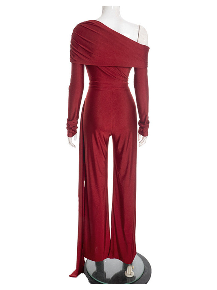 Joskaa Ruched Long Sleeve Bodycon Wide Leg Romper - romper image 5