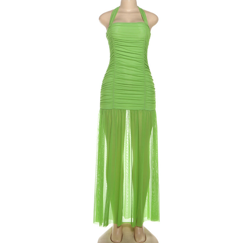 Joskaa Mesh Ruched Backless Halter Dress - dress image 5
