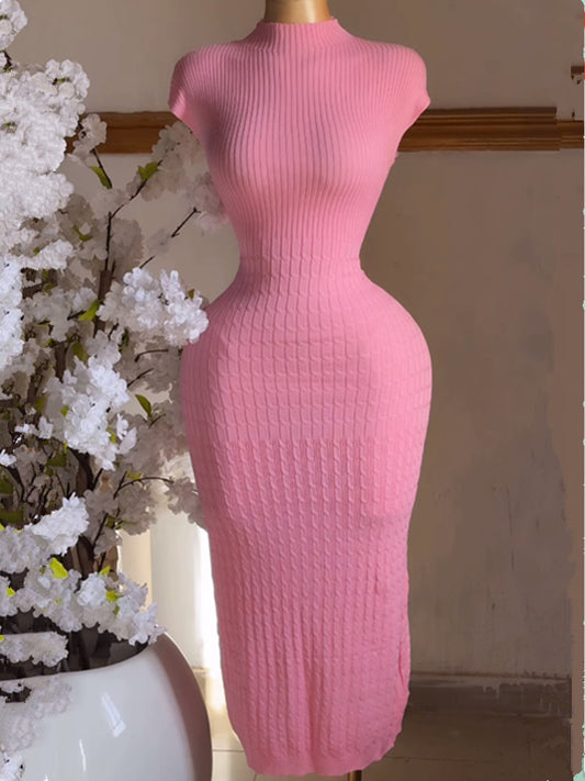 Joskaa Ribbed Knit Short Sleeve Bodycon Dress - bodycon dress image 2