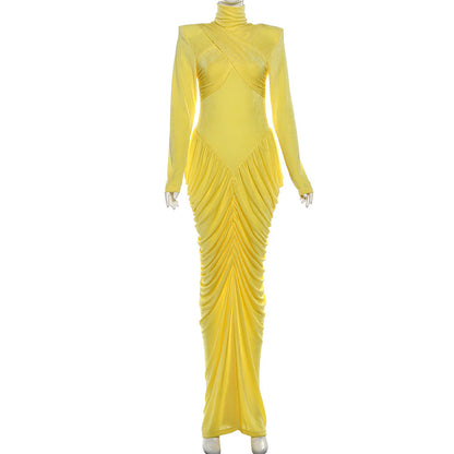 Joskaa Backless Long Sleeve Bodycon Pleated Maxi Dress - maxi dress image 6