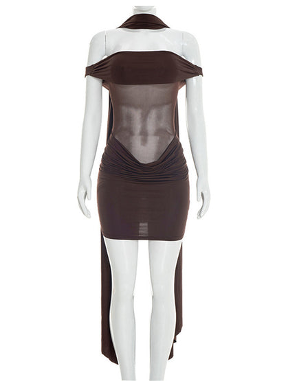 Joskaa Mesh Ruched Backless Bodycon Mini Dress - mini dress image 2