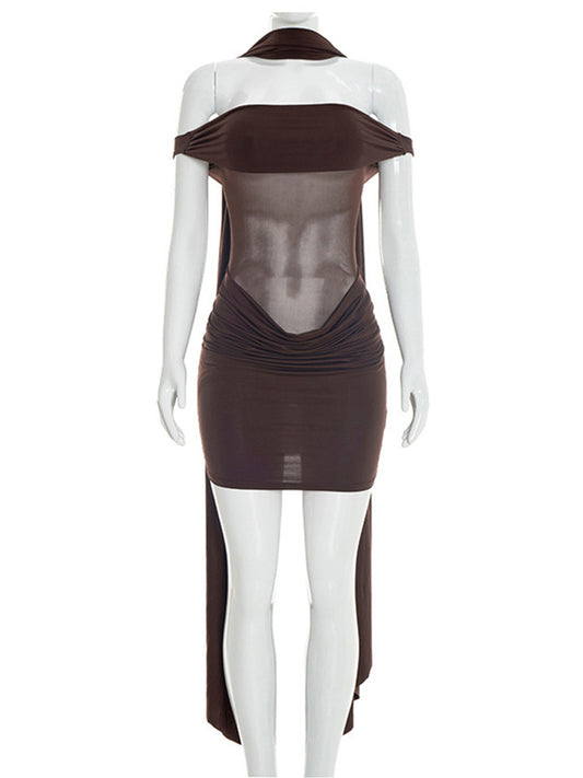 Joskaa Mesh Ruched Backless Bodycon Mini Dress - mini dress image 2