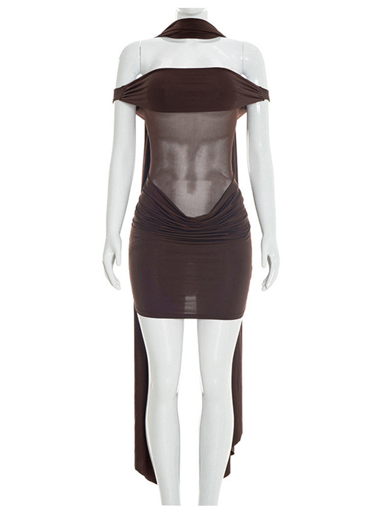Joskaa Mesh Ruched Backless Bodycon Mini Dress - mini dress image 2