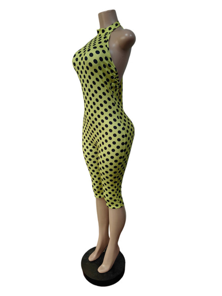 Joskaa Polka Dot Backless Halter Sleeveless Romper - romper image 3