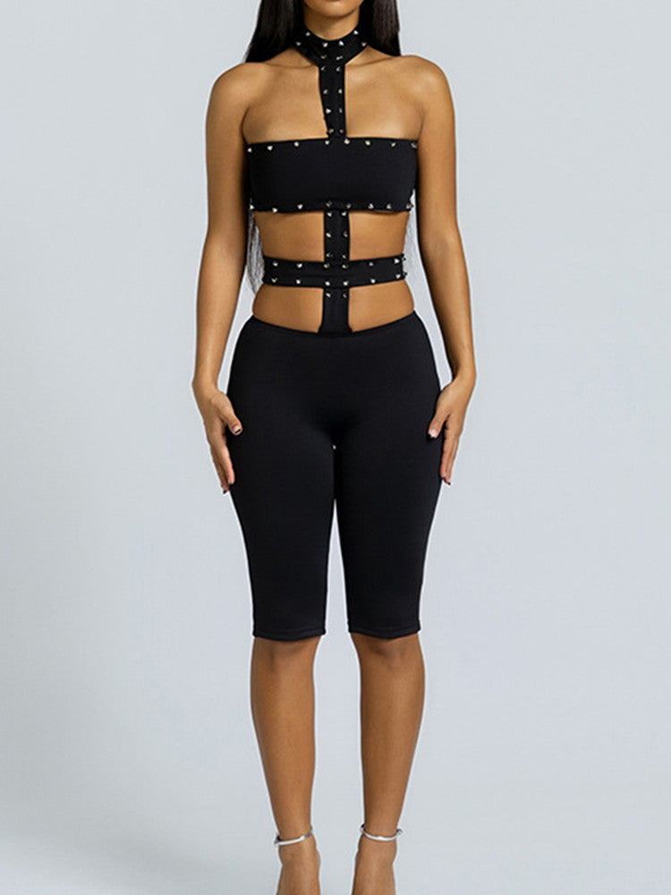 Joskaa Cutout Backless Halter Bodycon Romper - romper image 1