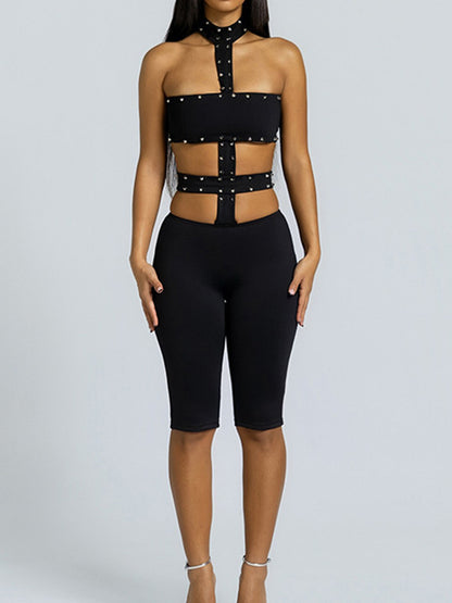 Joskaa Cutout Backless Halter Bodycon Romper - romper image 1