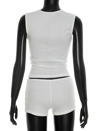 Joskaa Ribbed Knit Two Piece Set Hollow Out Tank - two piece set image 4