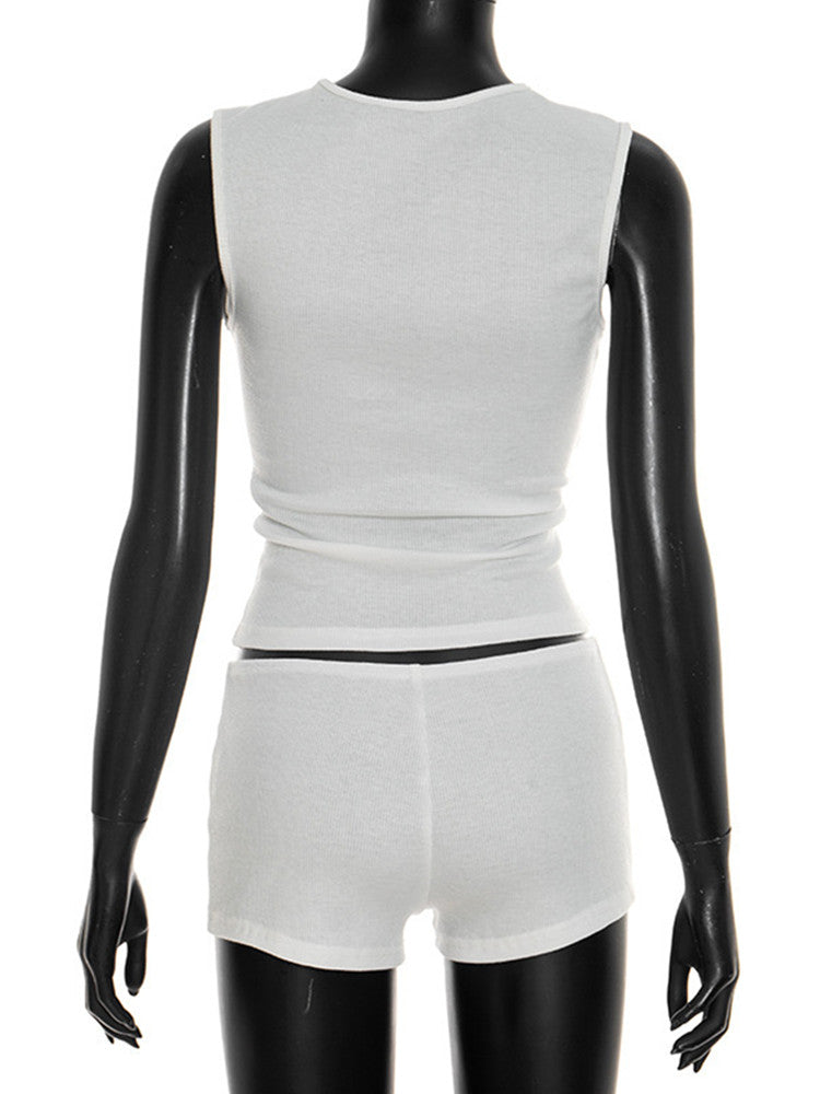 Joskaa Ribbed Knit Two Piece Set Hollow Out Tank - two piece set image 4