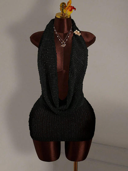 Joskaa Ribbed Knit Backless Sleeveless Bodycon Mini Dress - mini dress image 6