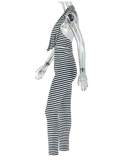 Joskaa Stripe Ruched Backless Halter Romper - romper image 3