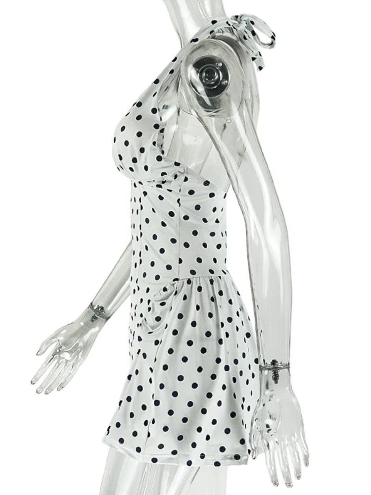 Joskaa Polka Dot Backless Halter Sleeveless Mini Dress - mini dress image 3