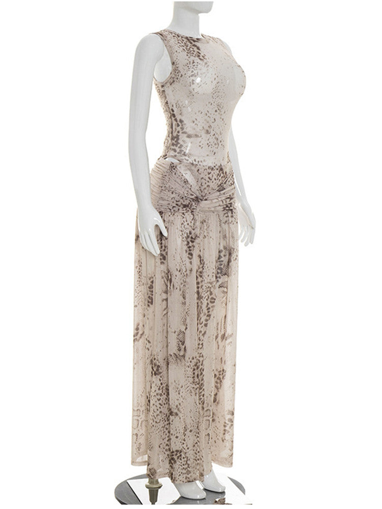 Joskaa Ruched Sleeveless Maxi Two Piece Set - two piece set image 3