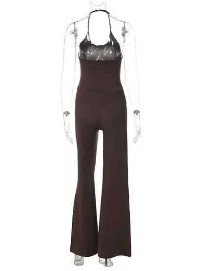 Joskaa Backless Halter High Waist Flare Two Piece Set - two piece set image 4
